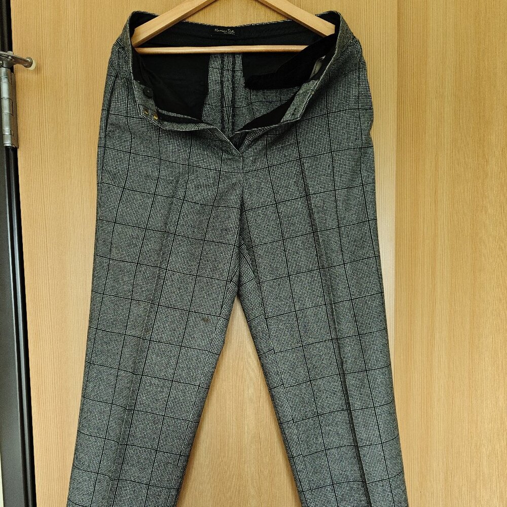 Massimo Dutti Women's Grey Checked Trousers Size 2